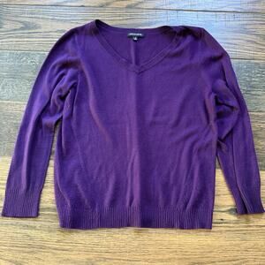 Notations Women’s V-Neck Sweater Purple Long Sleeve Pullover Knit Top Size M